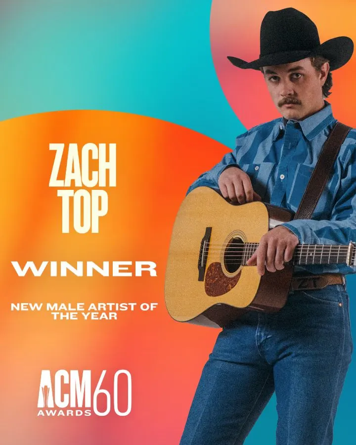 Zach Top Crowned ACM New Male Artist of the Year Ahead of 60th ACM Awards on May 8