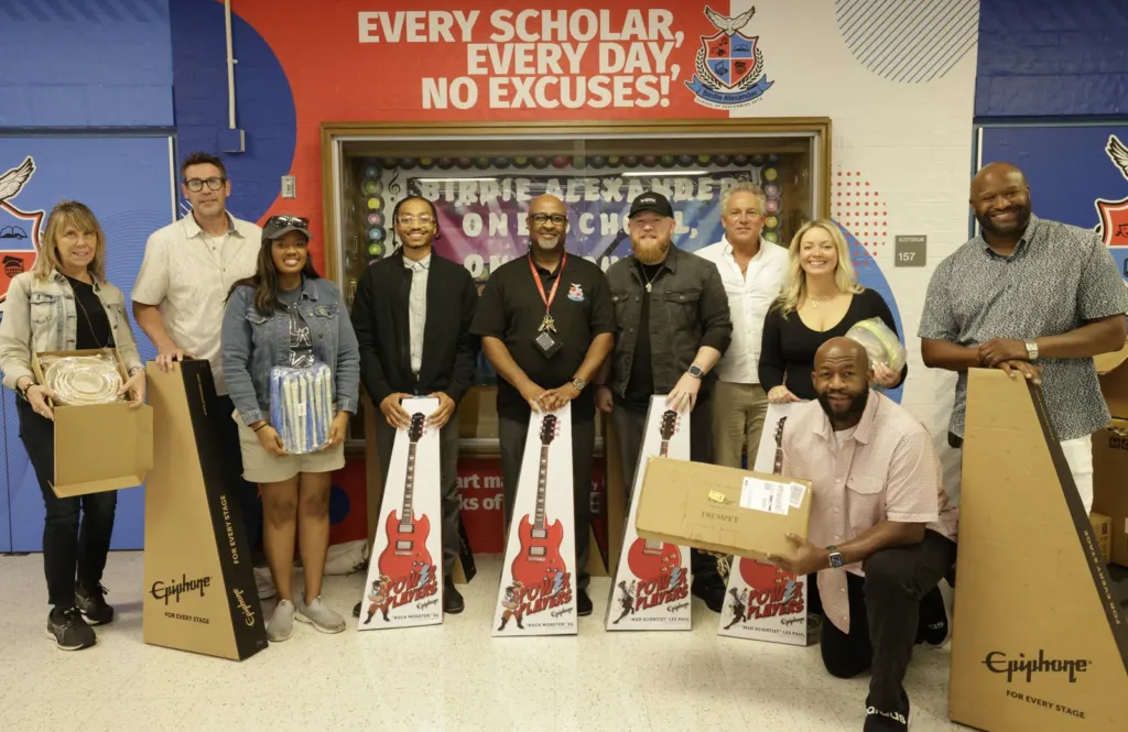 Lifting Voices Council instrument donation at Birdie Alexander Elementary, Dallas, 2024